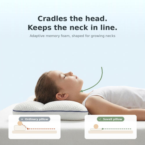 Soveli pillow cradles the head and keeps the neck in line — comparison with an ordinary pillow