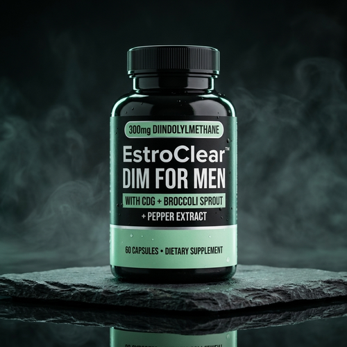 EstroClear™ DIM for Men bottle on dark slate